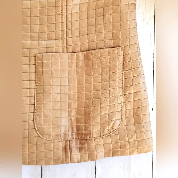 Valerie Stevens Luxury Quilted Gold Metallic Zip up Blazer Jacket Coat Pockets - Picture 6 of 13